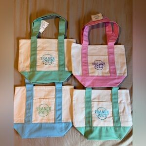 Trader Joe's Mini Pastel Canvas Tote Bags -Set of 4 Bags 2026 Spring Release